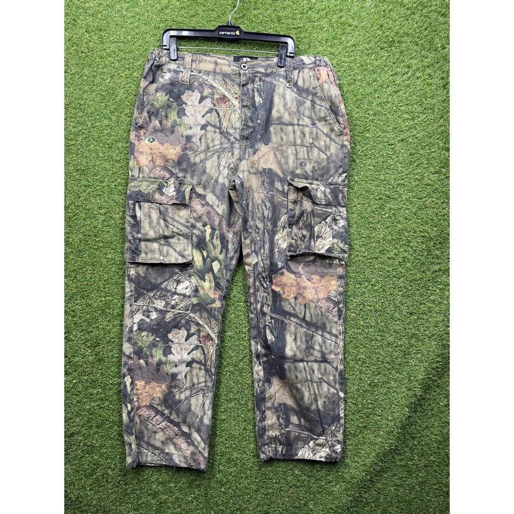 Mossy Oak Camo Cargo Pants Mens Large Explorer Pro Hunting AOP Leaves Outdoor